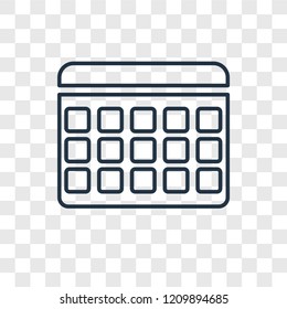 Calendar concept vector linear icon isolated on transparent background, Calendar concept transparency concept in outline style