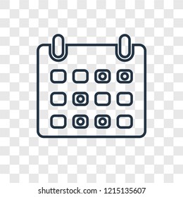 Calendar concept vector linear icon isolated on transparent background, Calendar concept transparency concept in outline style