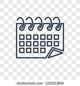 Calendar concept vector linear icon isolated on transparent background, Calendar concept transparency concept in outline style