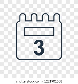 Calendar concept vector linear icon isolated on transparent background, Calendar concept transparency concept in outline style