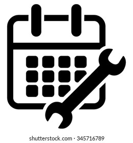 Calendar Configure vector icon. Style is flat symbol, black color, rounded angles, white background.