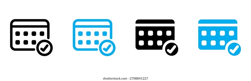 Calendar Confirmed Icon Multiple Style Vector Illustration