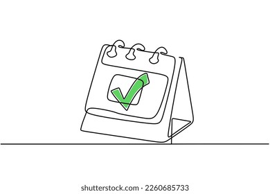 calendar continuous line drawing. One line art of calendar, memorable date, countdown, holiday, weekday and weekend. vector illustration	
