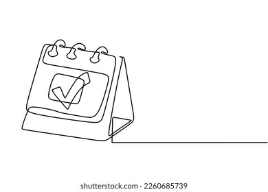 calendar continuous line drawing. One line art of calendar, memorable date, countdown, holiday, weekday and weekend. vector illustration	
