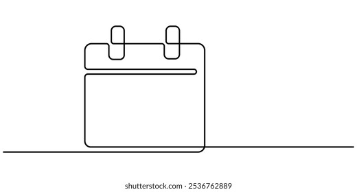 calendar continuous line drawing. One line art of calendar, memorable date, countdown, holiday, weekday and weekend. vector illustration, Table calendar continuous one line drawing of isolated outline