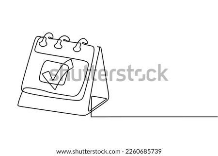 calendar continuous line drawing. One line art of calendar, memorable date, countdown, holiday, weekday and weekend. vector illustration	
