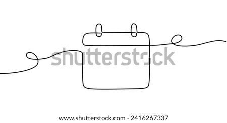calendar continuous line drawing. One line art of calendar, memorable date, countdown, holiday, weekday and weekend. vector illustration	
