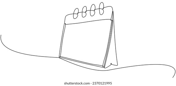 Calendar continuous line drawn. Time planer linear symbol. Reminder empty template. Vector illustration isolated on white.