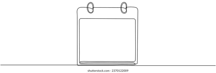 Calendar continuous line drawn. Time planer linear symbol. Reminder empty template. Vector illustration isolated on white.