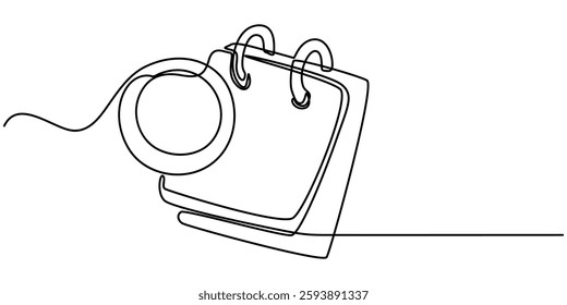  Calendar continuous line drawn. Time planer linear symbol. Reminder empty template. Vector illustration isolated on white, Continuous single line sketch drawing of standing calendar table business. 