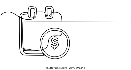  Calendar continuous line drawn. Time planer linear symbol. Reminder empty template. Vector illustration isolated on white, Continuous single line sketch drawing of standing calendar table business. 