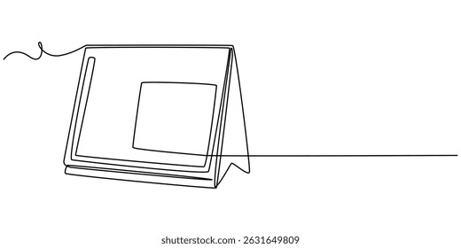 Calendar Continuous Line Icon, Continuous one line drawing of empty loose-leaf calendar. Calendar single line vector illustration. Editable line vector, Continuous drawing of empty loose-leaf