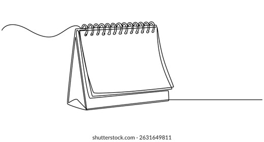Ícone Linha Contínua do Calendário, Desenho contínuo de uma linha do calendário folheado vazio. Ilustração de vetor de linha única do calendário. Vetor de linha editável, desenho contínuo de folhas soltas vazias