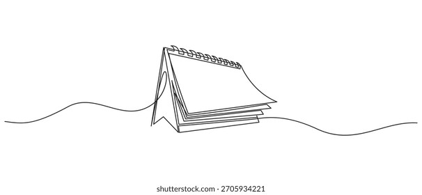 Ilustración vectorial de arte de línea simple continua, Dibujo de línea continua de un calendario de escritorio, Dibujo de línea continua de un calendario de escritorio 2026