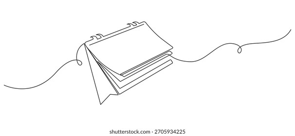 Kalender durchgehende einzeilige Kunst, Vektorgrafik, kontinuierliche Linienzeichnung eines Schreibtisch-Kalenders, kontinuierliche Linienzeichnung eines 2026-Schreibtisch-Kalenders