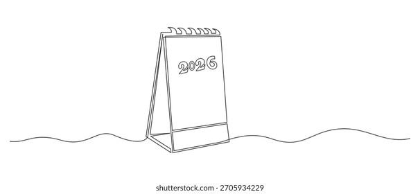 Ilustración vectorial de arte de línea simple continua, Dibujo de línea continua de un calendario de escritorio, Dibujo de línea continua de un calendario de escritorio 2026