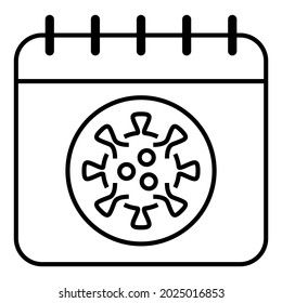 Calendar with corona virus icon. The day infected with covid-19 vector symbol design illustration.