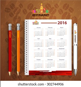 Calendar with corporate identity Menu Restaurant Background coffee beans brown