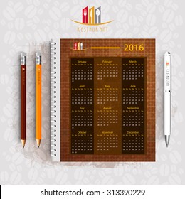 Calendar with corporate identity Menu Restaurant Background coffee