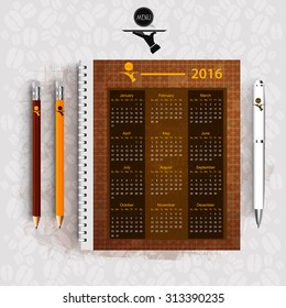 Calendar with corporate identity Menu Restaurant Background coffee