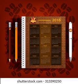 Calendar with corporate identity Menu Restaurant Background coffee