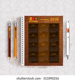 Calendar with corporate identity Menu Restaurant Background coffee