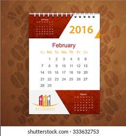 Calendar with corporate identity Menu Restaurant Background coffee beans