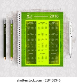 Calendar with corporate identity Organic Menu Restaurant Background coffee