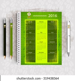 Calendar with corporate identity Organic Menu Restaurant Background coffee
