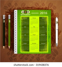 Calendar with corporate identity Organic Menu Restaurant Background coffee