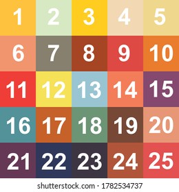 Calendar Countdown Numbers 1 to 25, Educational Board