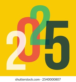 Calendar cover 2025. Square vector calender design template. English colorful text