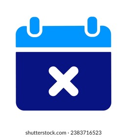 Calendar and cross. Cancelled event. Cancel appointment. Deleted plan. No event day. 