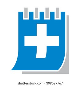 calendar and cross logo vector.