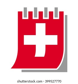 calendar and cross logo vector.