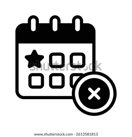 Calendar with a cross symbol representing event removal