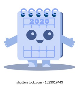 Calendar with cute face. Vector illustration.