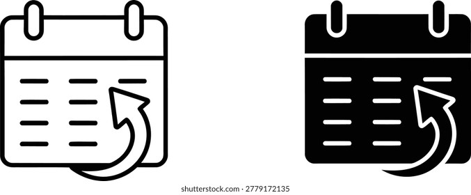 Calendar with cyclic arrow for recurring event or subscription icon