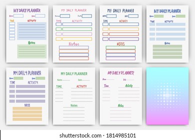 Calendar Daily Planner Template. Preschool schedule. Minimalist cover concept.  Good for Kids.  Organizer and Schedule with a place for Notes .Cute and simple printable to do list. 