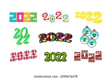 Calendar data 2022 logo template set bright colors isolated on white