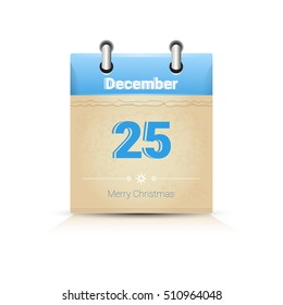 Calendar Data Page Christmas 25 December Flat Vector Illustration