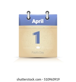 Calendar Data Page Fool Day 1 April Flat Vector Illustration