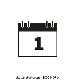 Calendar of date 1 black icon