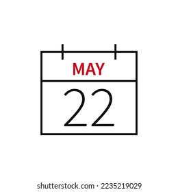 Kalender mit Datum 22 kann, Zeile Symbol Monat und Datum. Flache Vektorgrafik für UI-Grafikdesign.