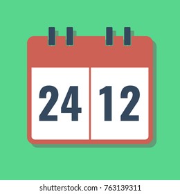 calendar date 24.12 flat style vector illustration
