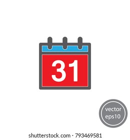 calendar, date 31, vector icon