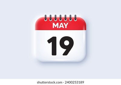Kalender Datum 3d Symbol. 19. Tag des Monats Symbol. Datum des Ereignisplans Termine für Sitzungen 19. Mai Monat. Erinnerungsdatum des Kalenderereignisses Vektorgrafik