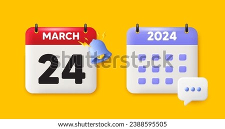 Calendar date 3d icon. 24th day of the month icon. Event schedule date. Meeting appointment time. 24th day of March month. Calendar event reminder date. Vector