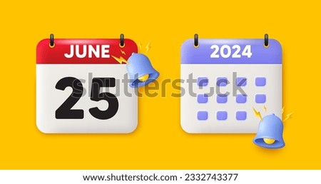 Calendar date 3d icon. 25th day of the month icon. Event schedule date. Meeting appointment time. 25th day of June month. Calendar event reminder date. Vector