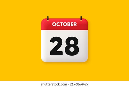 Kalender Datum 3d Symbol. 28. Tag des Monats Symbol. Datum des Ereignisplans Termine für Sitzungen Agenda Plan, Oktober Monatsplan 3d Kalender und Zeitplaner. Erinnerung an 28 Tage. Vektorgrafik
